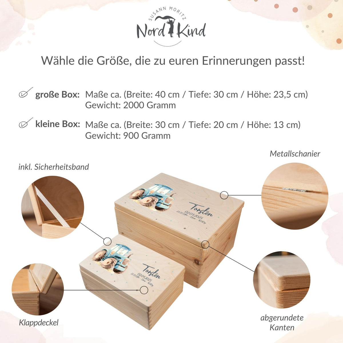 Erinnerungsbox aus Holz Motiv Traktor 2, Produktbild 10