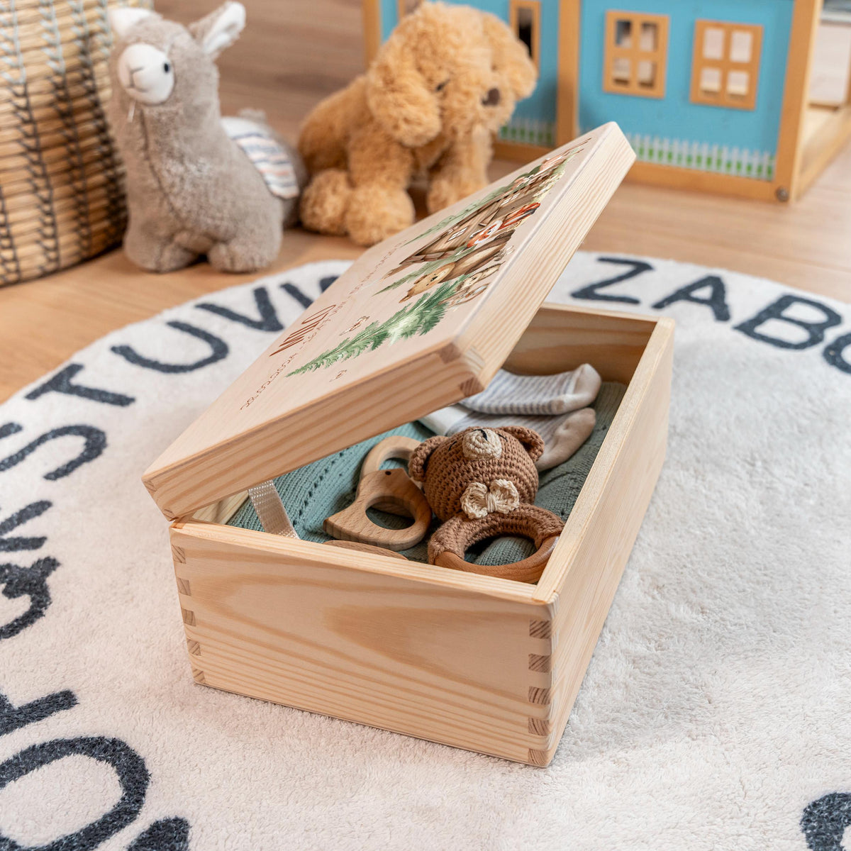 Erinnerungsbox aus Holz Motiv Waldtiere 2, Produktbild 2