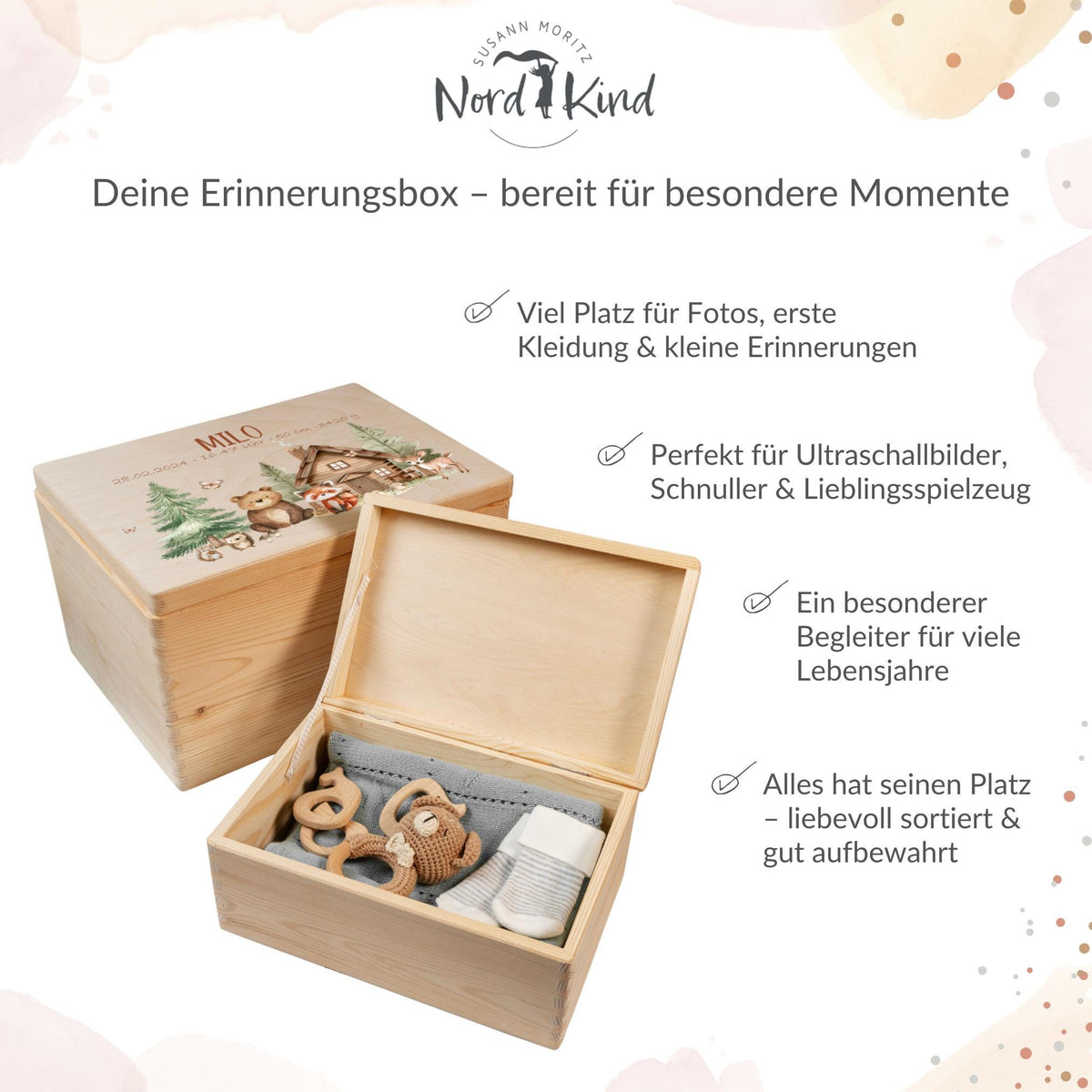Erinnerungsbox aus Holz Motiv Waldtiere 2, Produktbild 8
