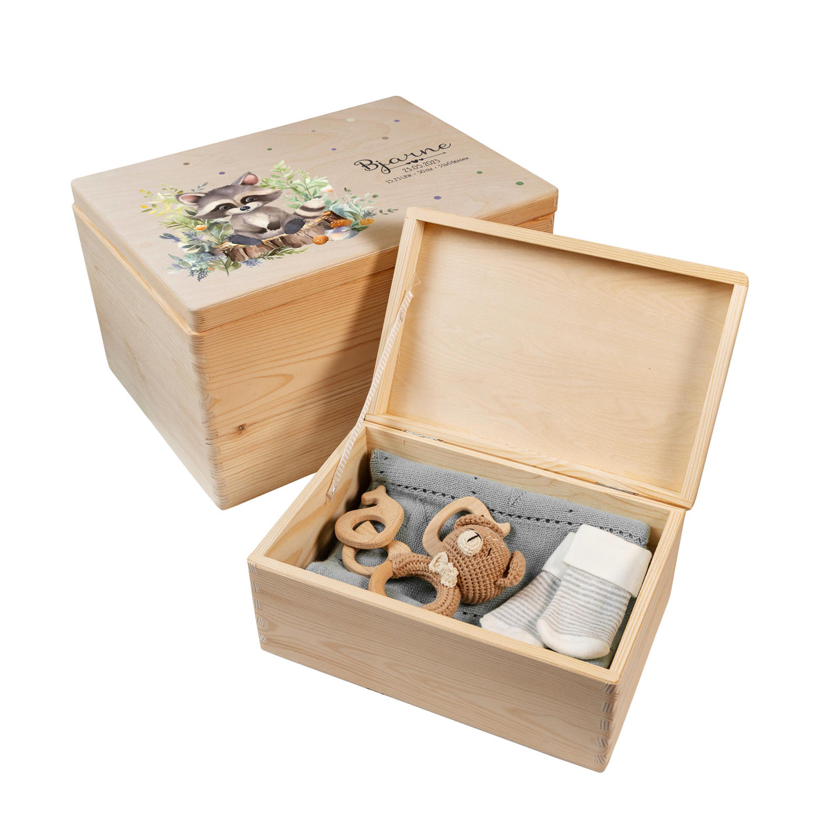 Erinnerungsbox aus Holz Motiv Waschbär 1, Produktbild 6
