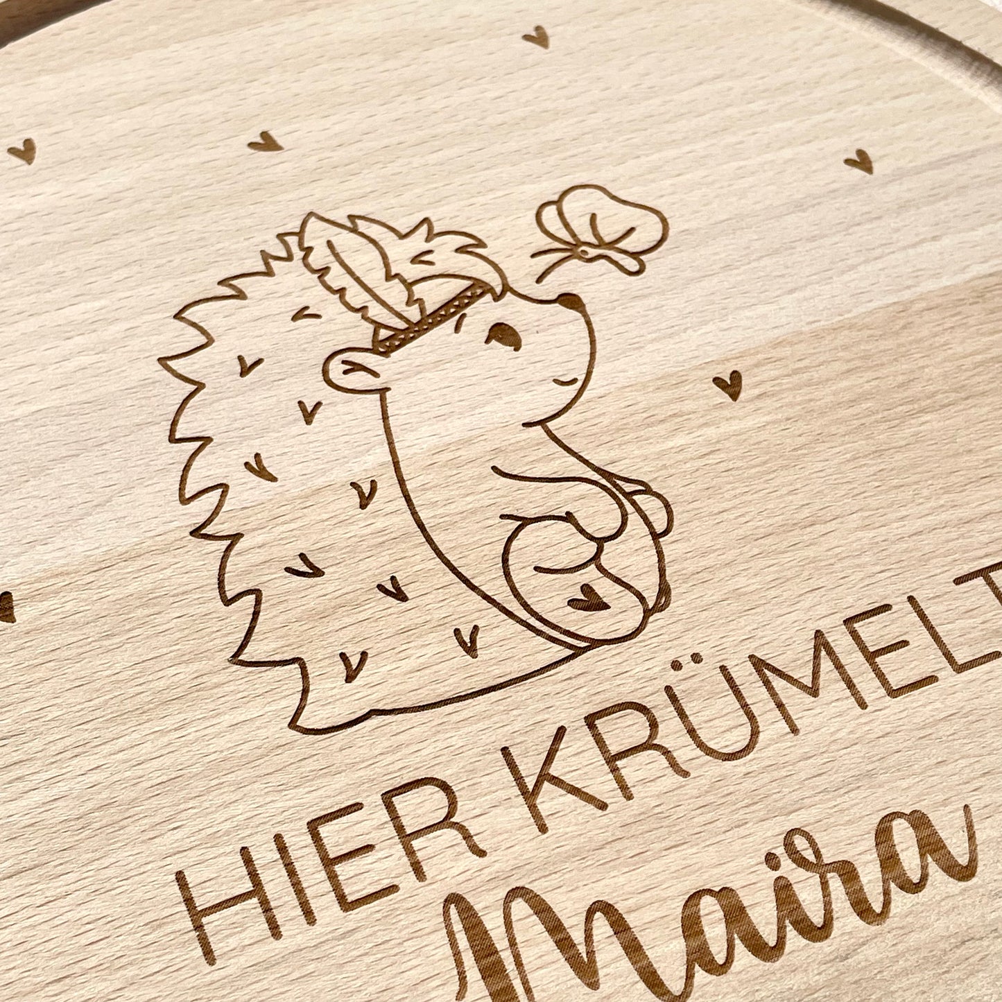 personalisiertes Frühstücksbrett Igel