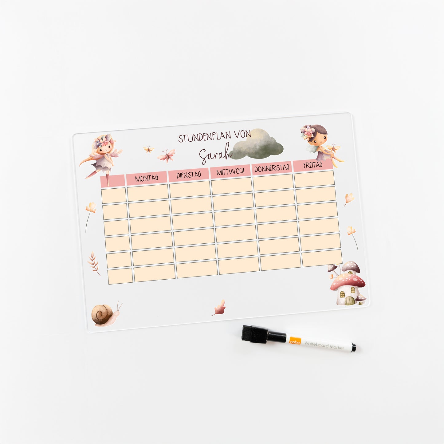 Stundenplan aus Acryl – personalisiert mit Namen (Fee 1)