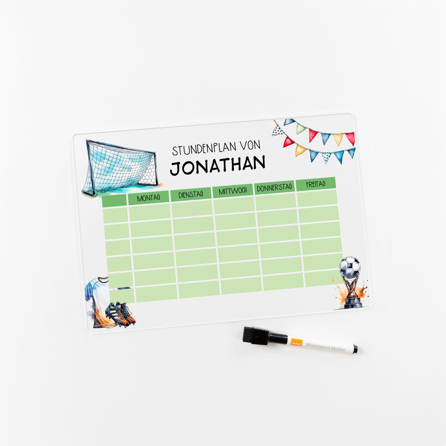 Stundenplan aus Acryl – personalisiert mit Namen (Fussball 1)