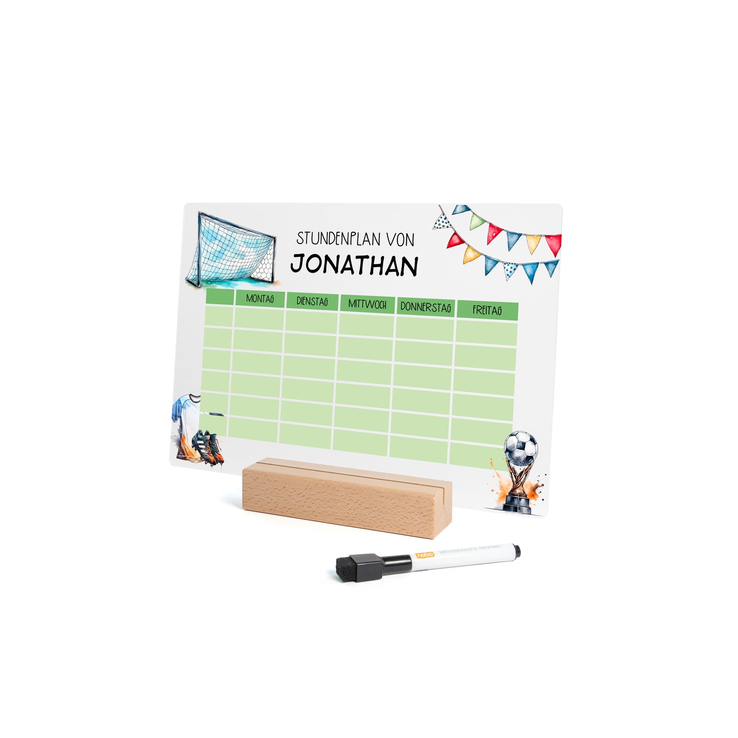 Stundenplan aus Acryl – personalisiert mit Namen (Fussball 1)