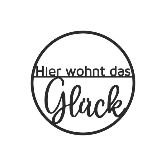 3D-Schriftzug "Kranz Hier wohnt das Glück" Wandkranz Türkranz Hoop