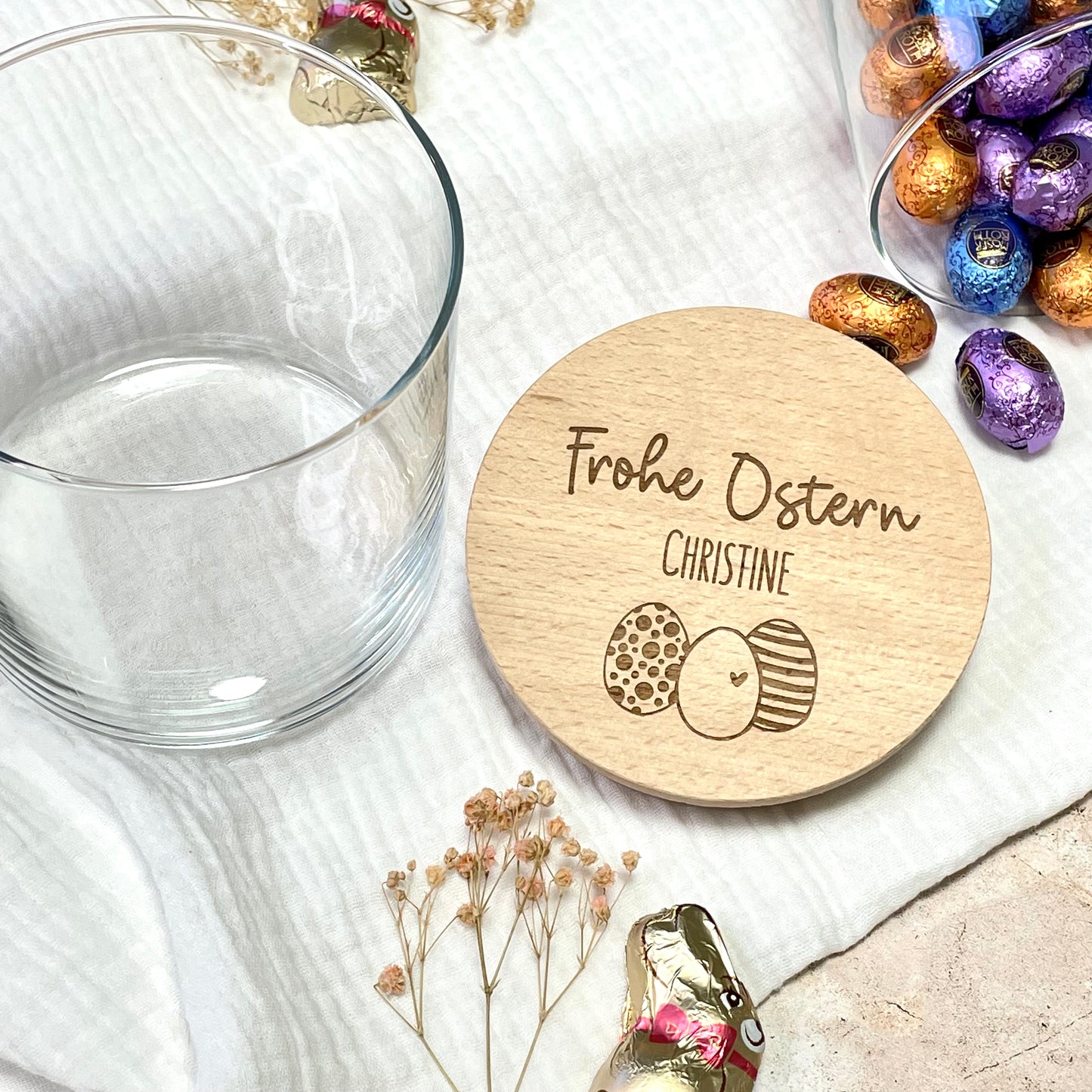 Vorratsglas Frohe Ostern + Name personalisiert