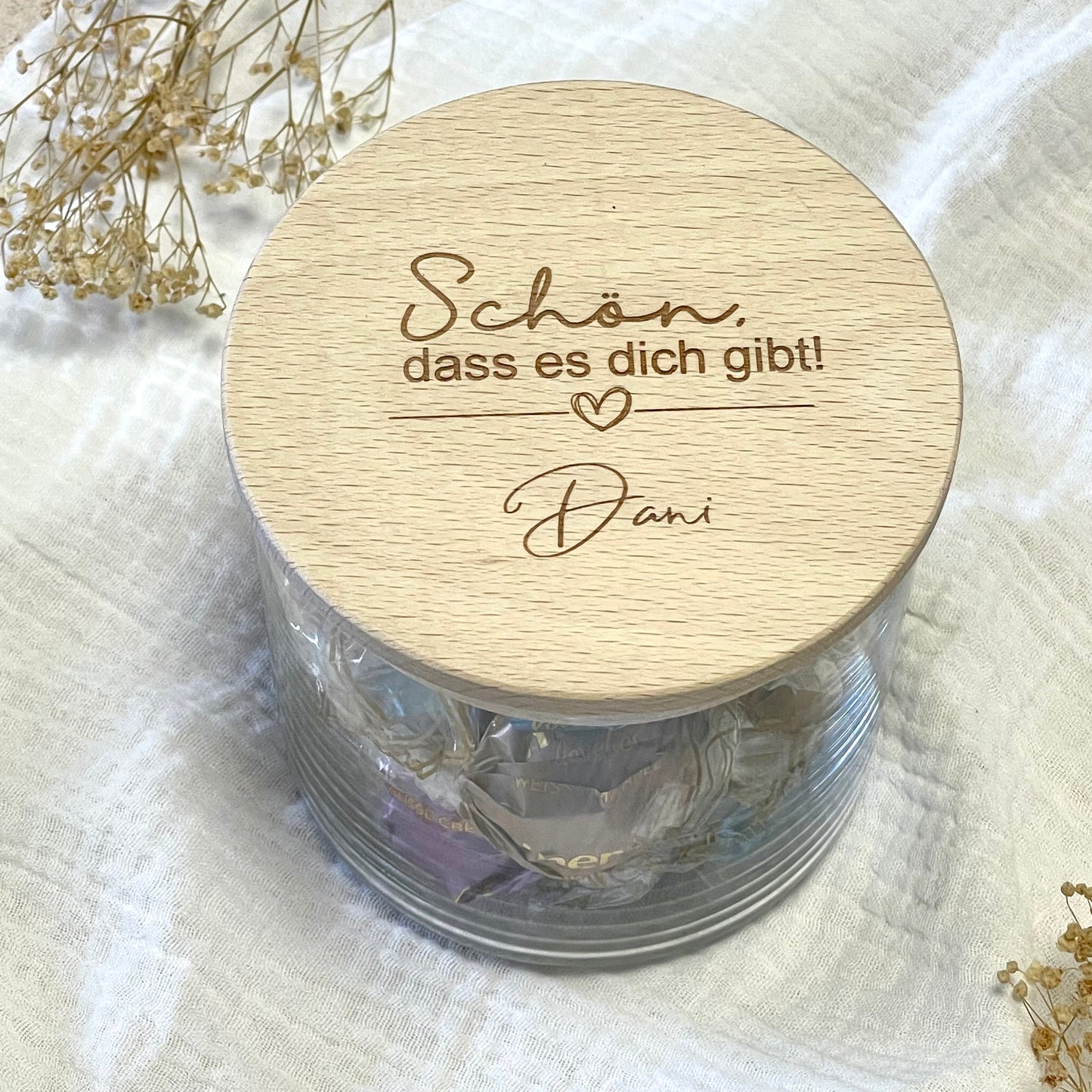 Vorratsglas Schön, dass es dich gibt + Name personalisiert